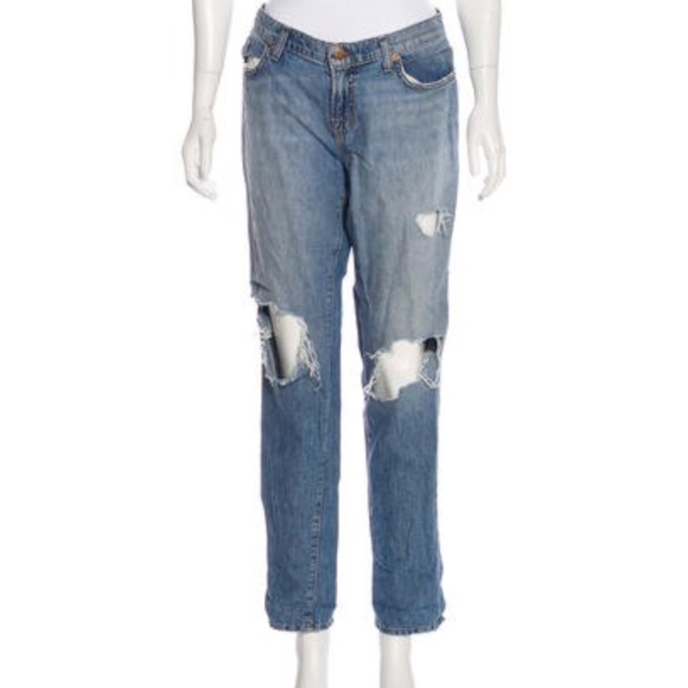 J BRAND MID-RISE DISTRESSED BOYFRIEND JEANS